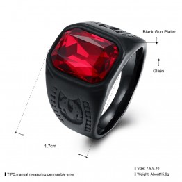 Big Statement Geometry Stone Ring Black Stainless Steel Finger Ring Jewelry