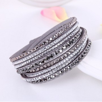 Bold Leather Multilayer Rhinestone Crystal Women Bracelet Jewelry32656014788