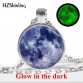 Glowing Full Moon Glass Dome Lunar Eclipse Necklace Glow in the dark Pendant Necklace Handmade  Jewelry