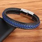 Audacious Cross Braided Leather Stainless Steel Magnetic Button Bracelet Jewelry