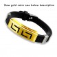Bold Black Punk Rubber Silicone Stainless Steel Men Bracelets Bangles Jewelry32792282012