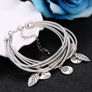 Striking Multilayer Tibetant Silver Charm Leaves  Bracelets & Bangles Jewelry32719234348