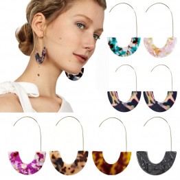 Bold and beautiful Women's Special Semicircle Design Leopard Grain Multi-Color Big Hook Acrylic Earrings Earring Gift Fashion Jewelry
