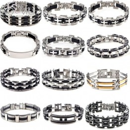 Valiant Men's Silver Stainless Steel Link Chain Biker Bracelets & Bangles Special Fashion Gift Jewelry Accessories