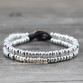 Fashionable Linked Beads on Leather Bracelet Jewelry
