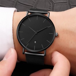 Bold Black Men's Luxury Stainless Steel Quartz Wrist Watch with Date Special Fashion Gift Jewelry Accessories