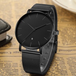 Bold Black Men's Luxury Stainless Steel Quartz Wrist Watch with Date Special Fashion Gift Jewelry Accessories