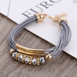 Outstanding Women's Leather Beads Bracelet Special Fashion Gift Jewelry Accessories