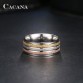 Trendy Three Color Lines Gold Women's Coloured Stainless Steel Rings Special Fashion Gift Jewelry Accessories