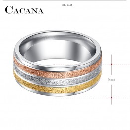 Trendy Three Color Lines Gold Women's Coloured Stainless Steel Rings Special Fashion Gift Jewelry Accessories