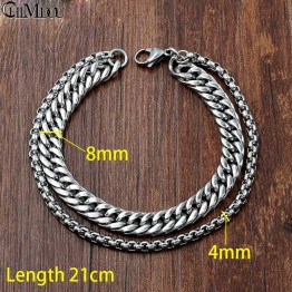 Fine Men's Bracelet Silver Color / Gold Color Black Stainless Steel Bracelet & Bangle Special Fashion Gift Jewelry Accessories