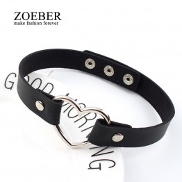 Trendy Stainless Steel Heart Chokers Colorful Leather Buckle Belt Necklaces Special Fashion Gift Jewelry Accessories