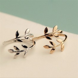 Superb Olive Tree Branch Leaves Women's Open Adjustable Knuckle Finger Ring Special Fashion Gift Jewelry Accessories