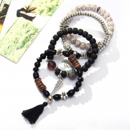 Vintage Natural Stone Bead Bracelets Tassel Charms Wrist Band Special Fashion Gift Jewelry Accessories