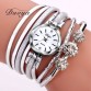 Creative Luxury Leather Women's Bracelet Silver Crystal Clock Quartz Wrist Watches Special Fashion Gift Jewelry Accessories