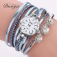 Creative Luxury Leather Women's Bracelet Silver Crystal Clock Quartz Wrist Watches Special Fashion Gift Jewelry Accessories