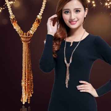 Elegant Crystal Long Tassels Collocation of shiny string beads Necklace Special Fashion Gift Jewelry Accessories32775136898