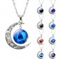 Lovely Glass Galaxy Crescent Choker Pendant Silver Chain Moon Necklace Special Fashion Gift Jewelry Accessories32272814545