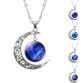 Lovely Glass Galaxy Crescent Choker Pendant Silver Chain Moon Necklace Special Fashion Gift Jewelry Accessories32272814545