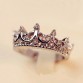 Vintage Silver Crystal Queen Crown Shaped Temperament Rings Special Fashion Gift Jewelry Accessories
