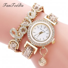Stylish Rhinestones Women's Quartz PU Leather Wrist Watch Special Fashion Gift Jewelry Accessories
