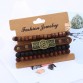 Trendy Handmade Women's Vintage Punk Wood Bead Leather Bracelet Special Fashion Gift Jewelry Accessories