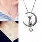 Cat Pet Lover Cresent Moon Silver Gold Color Link Chain Pendant Necklace Special Fashion Gift Jewelry Accessories32816410179