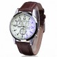 Elegant Luxury Leather Blue Ray Glass Quartz Analog Wristwatch