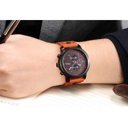 Bold Leather Sports Quartz Wristwatch