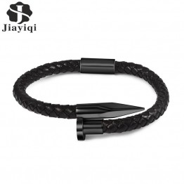 Daring Genuine Braided Leather Gold-Stainless Steel Magnetic Clasp Bracelet Jewelry