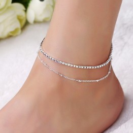 Lovely Girl Crystal Silver Link Chain Ankle Bracelet Special Fashion Gift Jewelry Accessories