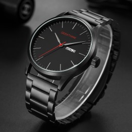 Military Black Steel Casual Luxury Business Quartz Watch Analog Wrist Special Fashion Gift Jewelry Accessories