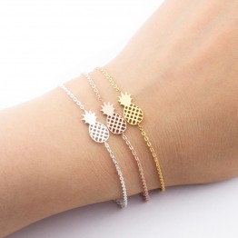 Adorable Minimalism Friendship Stainless Steel Rose Gold triple-Pineapple design Bracelet Special Fashion Gift Jewelry Accessories