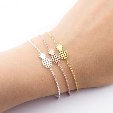Adorable Minimalism Friendship Stainless Steel Rose Gold triple-Pineapple design Bracelet Special Fashion Gift Jewelry Accessories32820084877