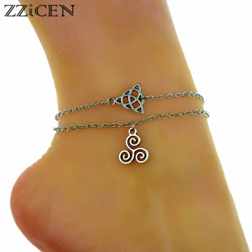 Stylish Antique Silver Celtics Knot Triple Spiral Beach Charm Boho Foot Chain Anklet Bracelet Special Fashion Gift Jewelry Accessories32910352276