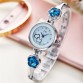 Charming Blue Rhinestone Stainless Steel Quartz Dress Wrist Watch Special Fashion Gift Jewelry Accessories