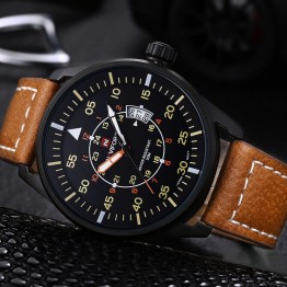Amazing Luxury Naviforce Ultra Thin Sports Quartz  Dial Clock Military Leather band Wrist Watch Special Fashion Gift Jewelry Accessories
