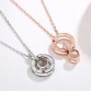 Beautiful Rose Gold Silver Love Memory  Pendant 100 languages I love you Projection Necklace Special Fashion Gift Jewelry Accessories