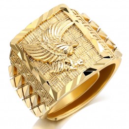 Bold Rock Eagle Luxury Gold Color Men 's Finger Ring Special Fashion Gift Jewelry Accessories  