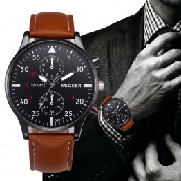 Retro Unique Businessman Leather Quartz Wrist Watch