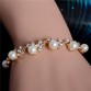 Luxury Gold-plated Cubic Zircon Simulated Pearl Crystal Beads Bracelet Jewelry32549480978