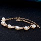 Luxury Gold-plated Cubic Zircon Simulated Pearl Crystal Beads Bracelet Jewelry