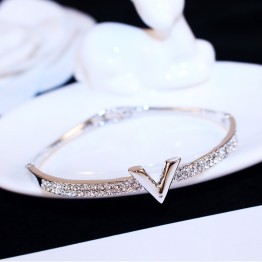 Dazzling Design Zircon Rose Gold And White Women's Bangle Bracelets Special Fashion Gift Jewelry Accessories