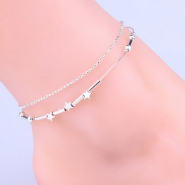 Beautiful Stars and Beads Women's Geometric Triangular Heart Chain Anklets Special Fashion Gift Jewelry Accessories