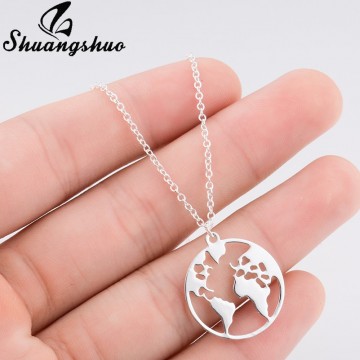 Amazing Vintage Origami World Map Geometric Circle & Pendants Choker Women s Necklace Special Fashion Gift Jewelry Accessories32870658476