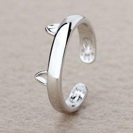 Silver Plated Cat Ear Ring  Jewelry