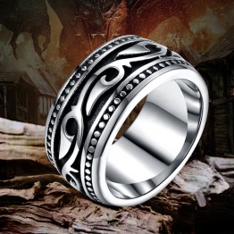 Remarkable Vintage Geometric  Titanium Silver Color Stainless Steel Men's Ring Special Fashion Gift Jewelry Accessories