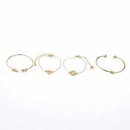 Wonderful Leaf Knot Hand Cuff Link Women's Gold Chain Charm Bangle Bracelet Special Fashion Gift Jewelry Accessories