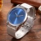 Striking Blue Glass Stainless Steel Men's Clock Quartz Casual Wrist Watch Special Fashion Gift Jewelry Accessories