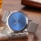 Striking Blue Glass Stainless Steel Men's Clock Quartz Casual Wrist Watch Special Fashion Gift Jewelry Accessories